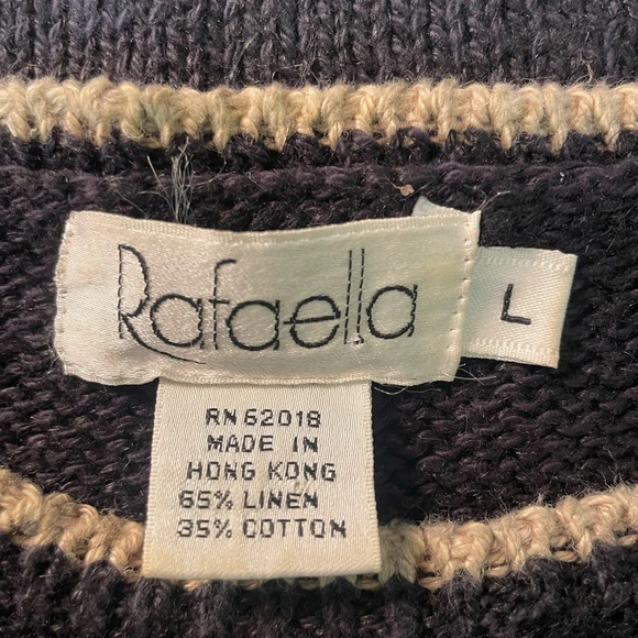 Rafaella black/cream trim short sleeve  sweater size large - Picture 4 of 4